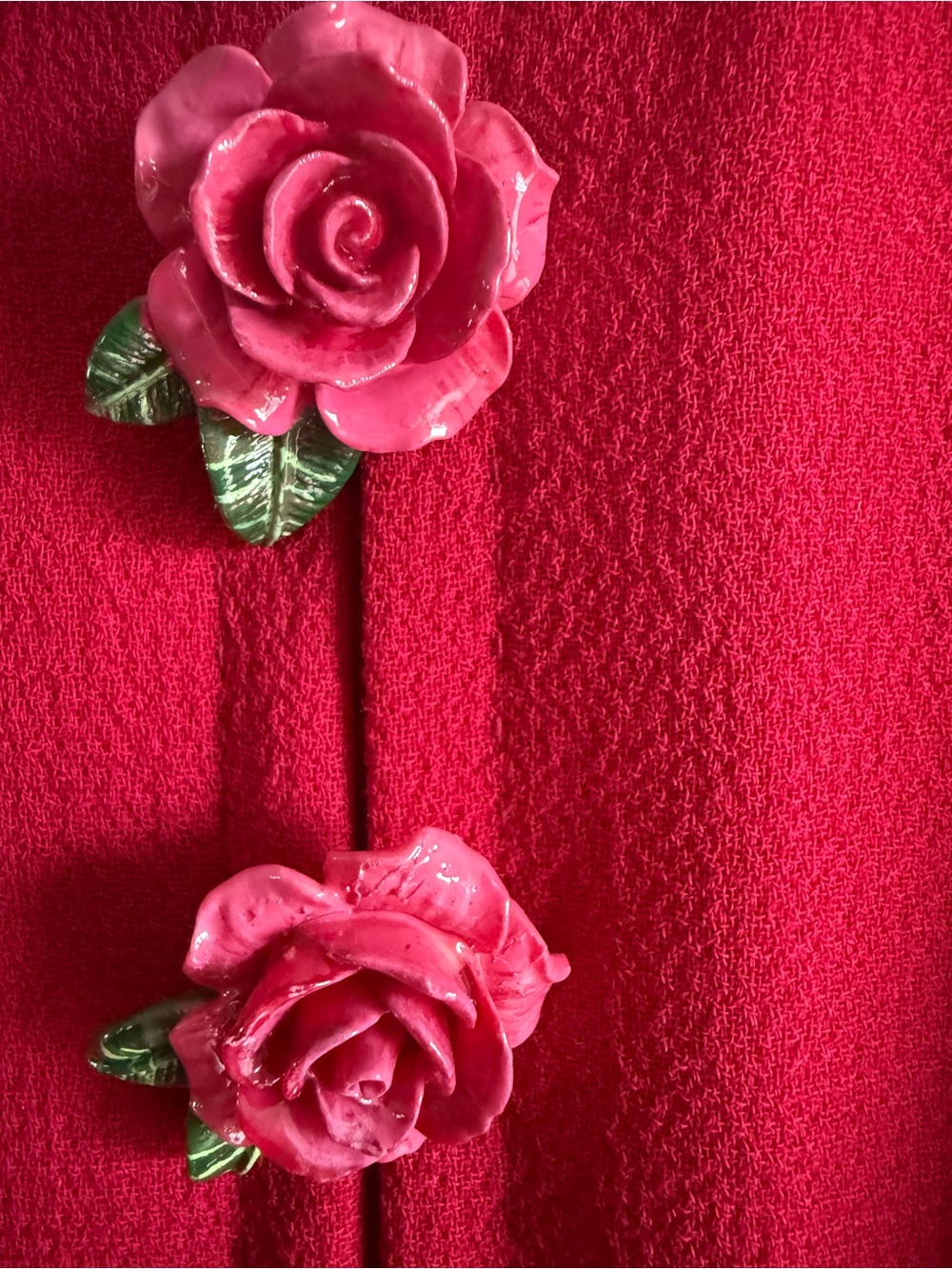 DOLCE & GABBANA Crimson Red Wool Crepe Rose Button Dress 36 - Picture 3 of 5